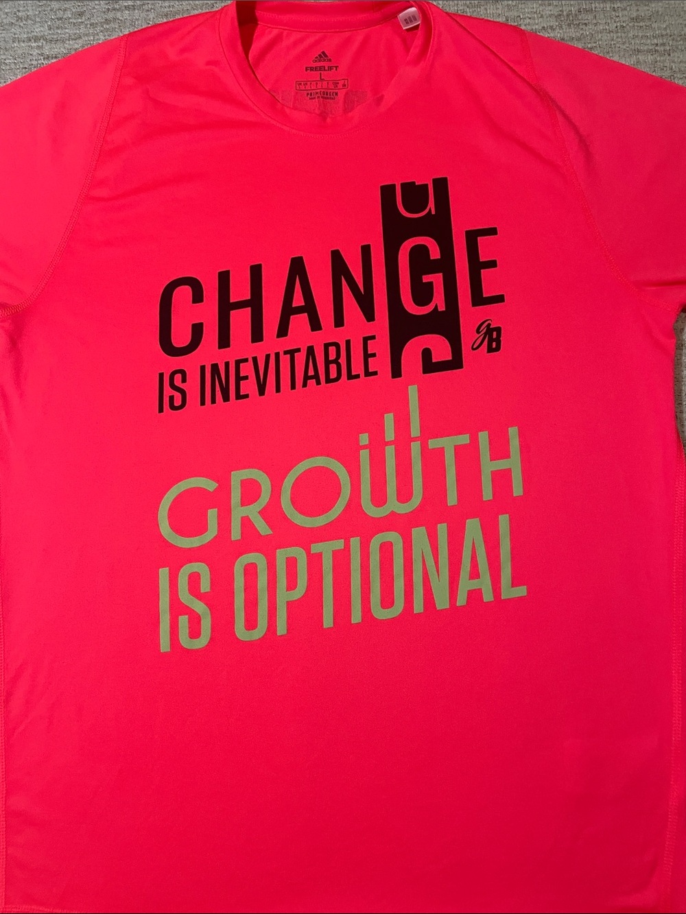 Adidas Mens L Neon Pink Graphic Motivational T Shirt - Picture 4 of 13